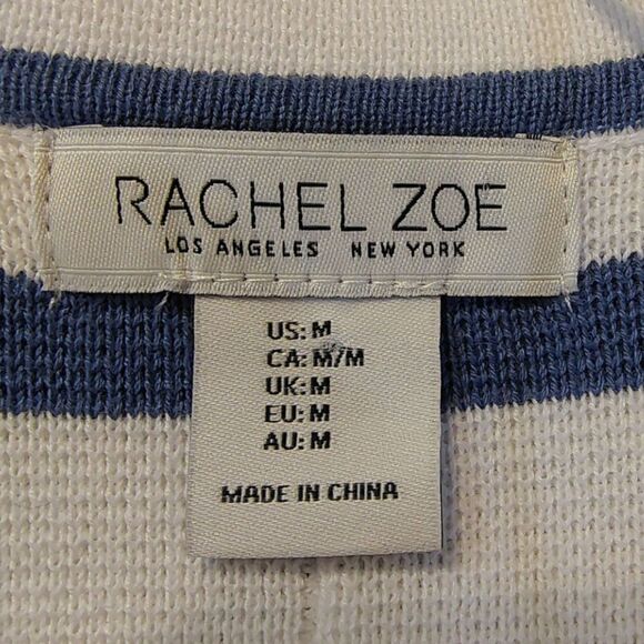 Rachel Zoe Blue Stripe Thick Cotton Long Sleeve Cardigan Sweater Size M......... - Picture 4 of 8